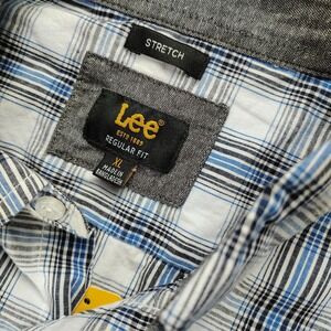 Lee Men's Short Sleeve Button Down Shirt Regular Fit Stretch Plaid XL NWT